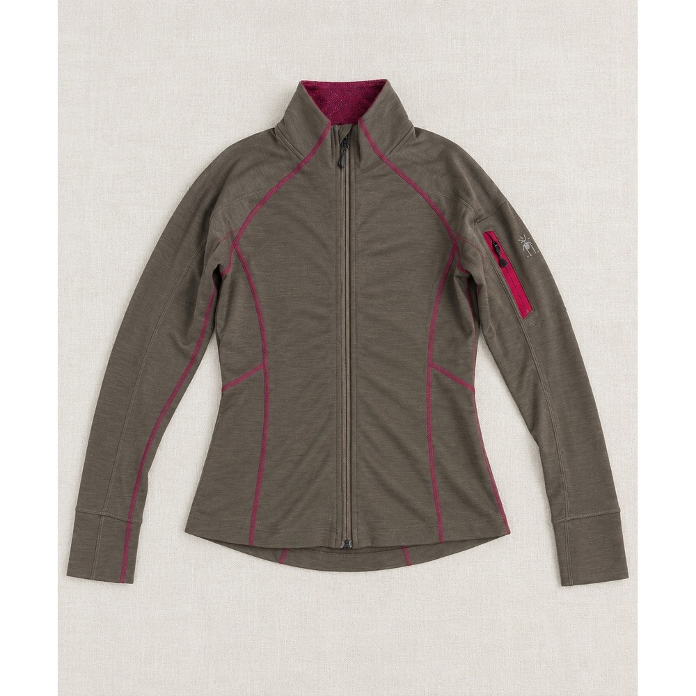 Smartwool Phd Merino Wool Full Zip Jacket Taupe Magenta Small F13SMU
